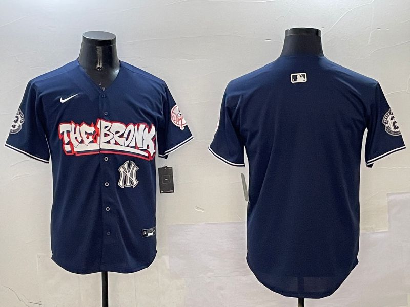 Men New York Yankees Blank Drak Blue four generations Joint Name 2025 Nike MLB Jersey style 5